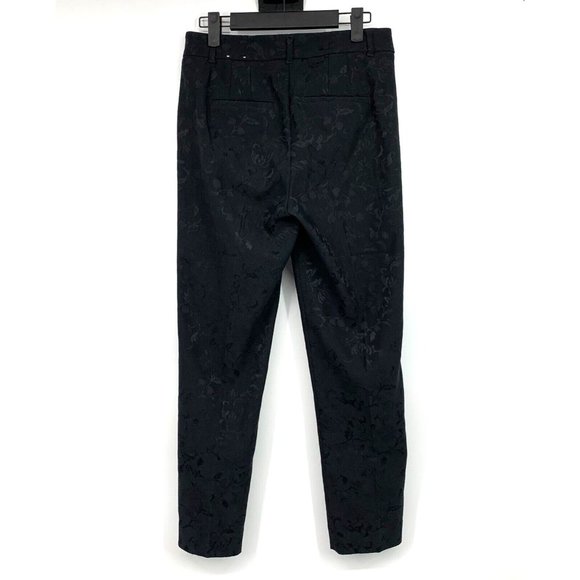 White House Black Market Pants Black Floral Jacquard Slim Ankle - Picture 6 of 9